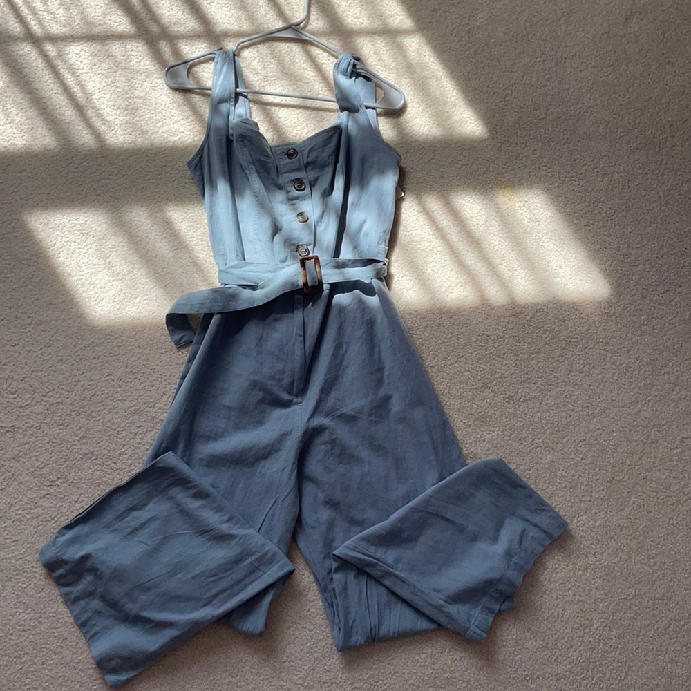 Blue Belted Jumpsuit